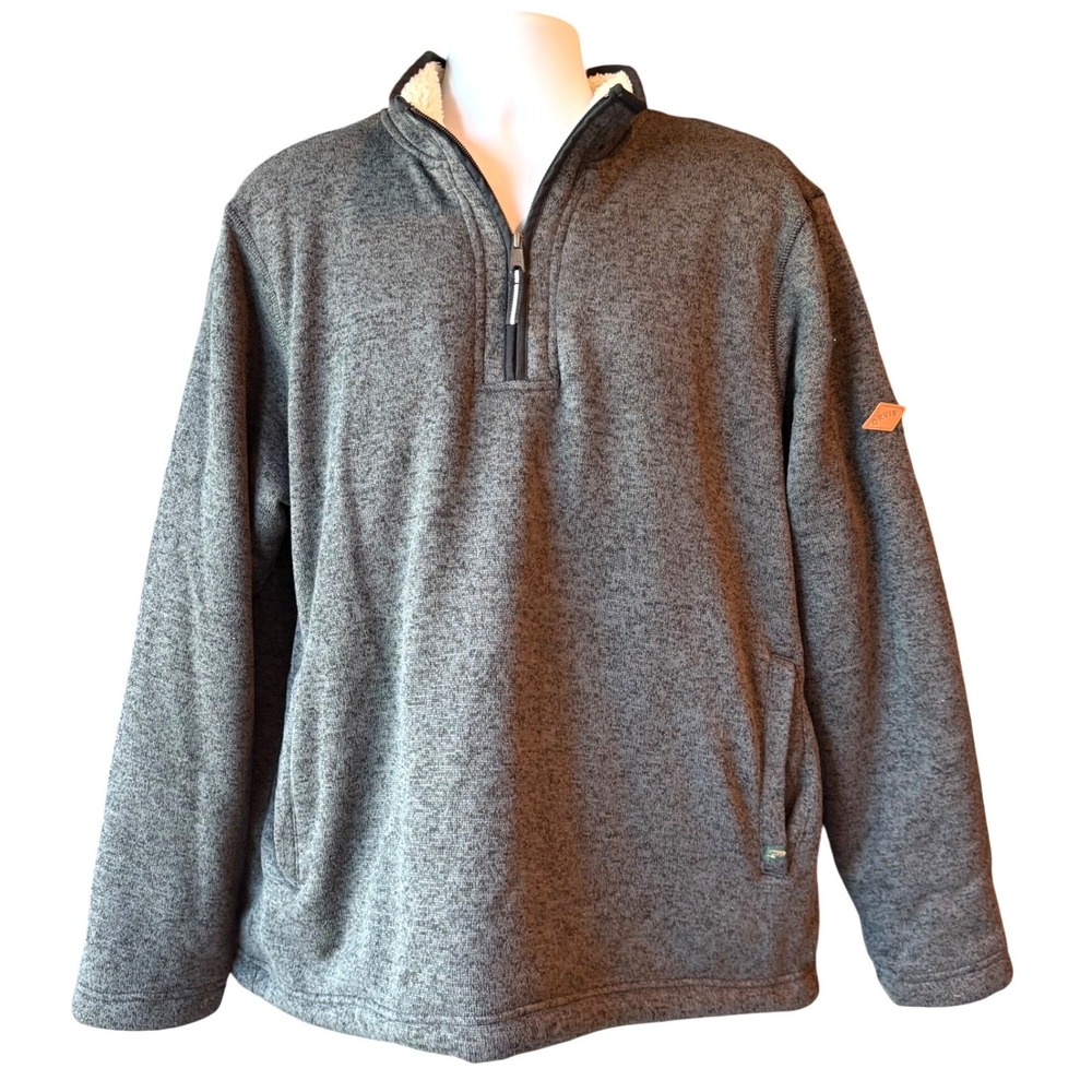 Orvis Sherpa Lined Charcoal‎ Gray Men's ¼ Zip Pullover Sweatshirt Size X-Large
